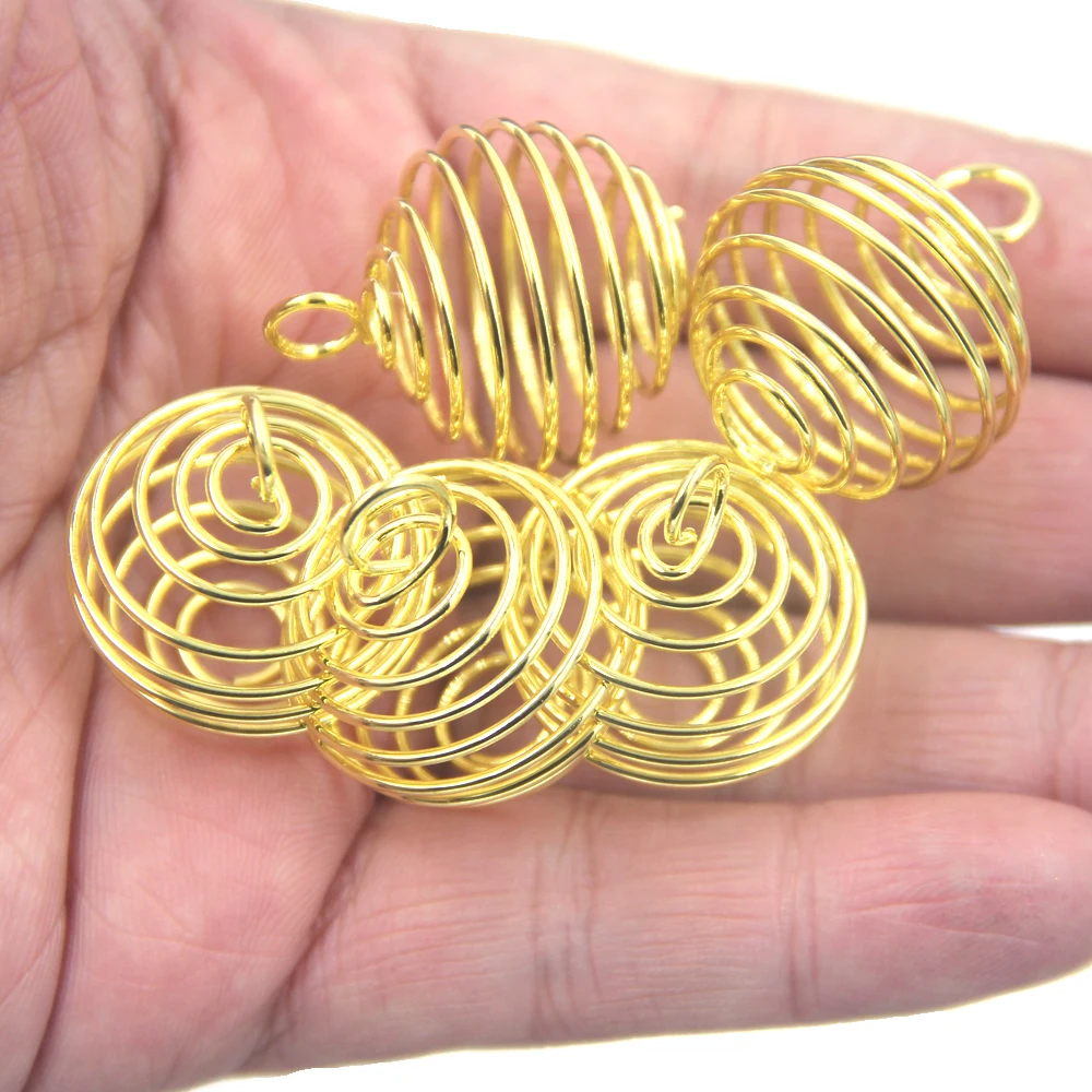 50 шт. спиральные бусины золотого цвета кулоны клетки для самостоятельного