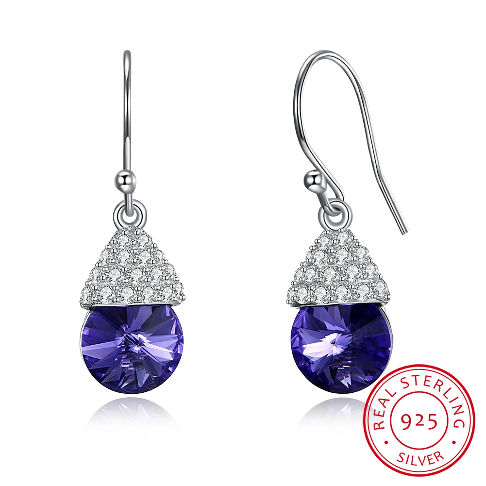 

LEKANI кристаллы тренд капли воды серьги женские свадебные подарки Настоящее Серебро S925 аксессуары ювелирные украшения