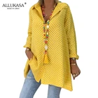 Женская футболка в горошек с длинным рукавом, Повседневная Свободная рубашка на пуговицах, кардиган, топ, Новинка лета 2020