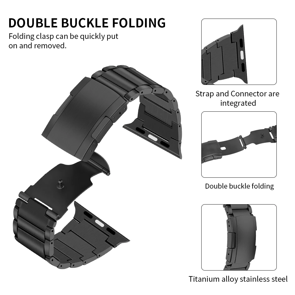 Titanium alloy strap For Apple Watch 6 5 4 SE 44mm 40mm series 7 45mm 41mm Luxury stainless steel strap for iWatch 3 2 42mm 38mm