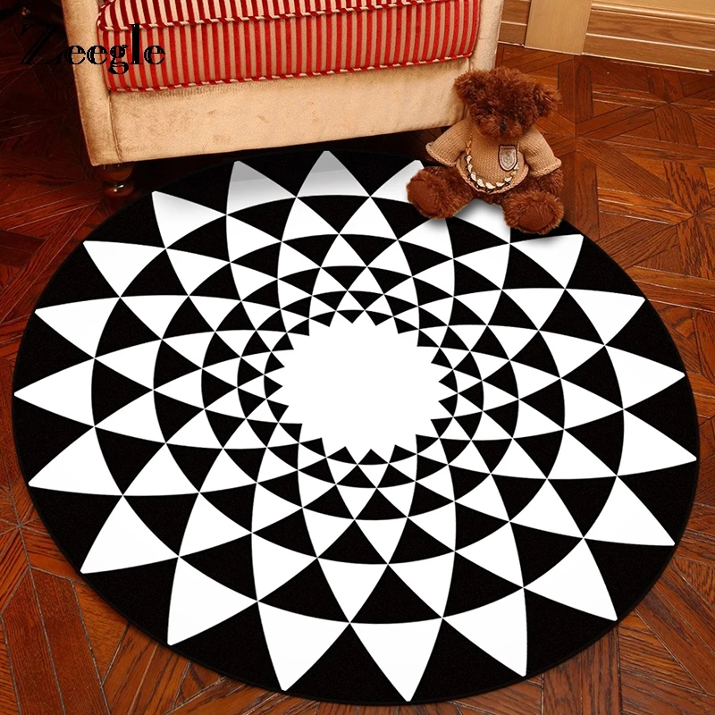 Круглый ковер Zeegle в скандинавском стиле декоративный для гостиной журнального