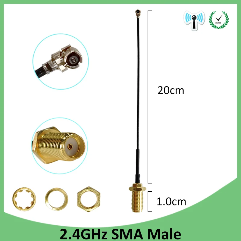 EOTH 2.4g antenna 3dbi sma male wlan wifi 2.4ghz antene IPX ipex 1 SMA female pigtail Extension Cable iot module antena