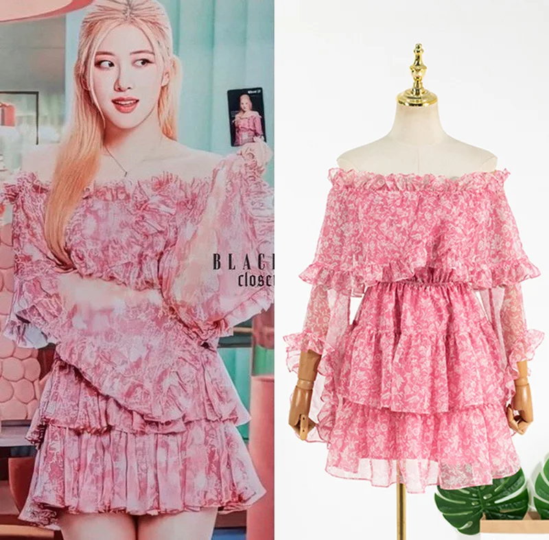 Летнее модное женское мини платье в стиле K POP с рисунком роз без бретелек