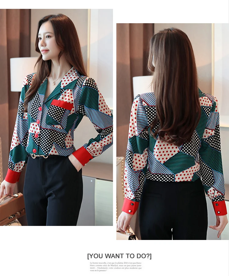 Dingaozlz blusa feminina Женские повседневные топы модная блузка с принтом корейская модная женская одежда шифоновая рубашка