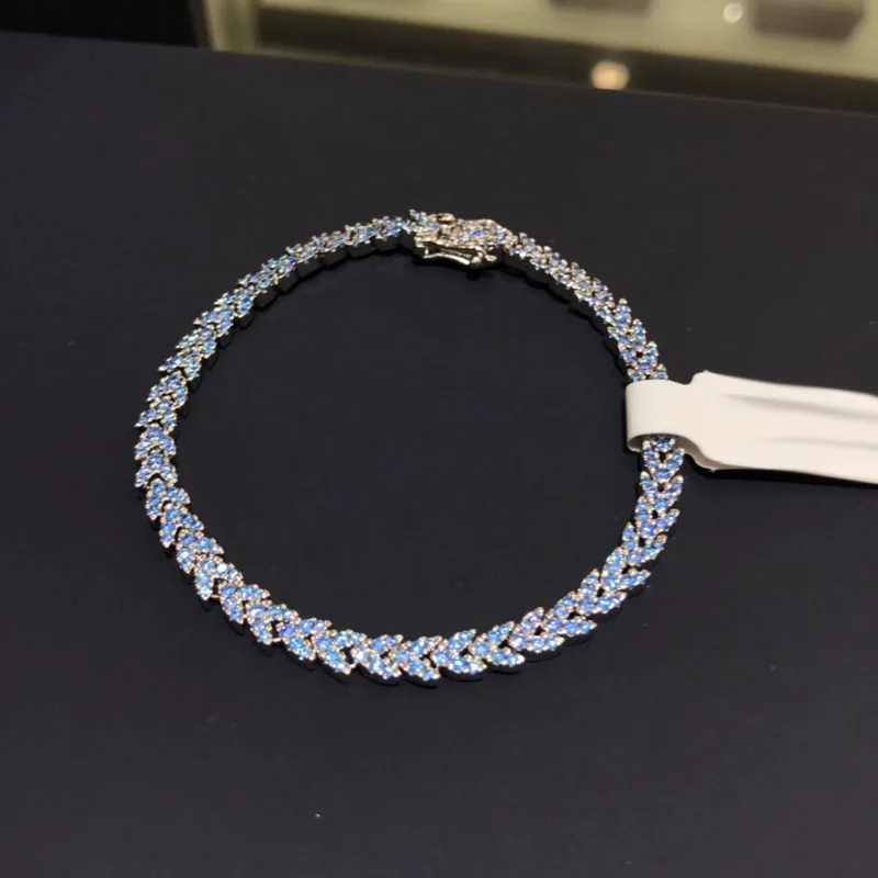 UMGODLY роскошный бренд синие пшеничные уши сердце браслет микро кубический