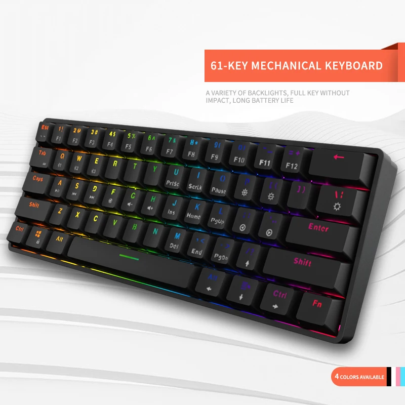 

Dual Mode Wireless Mechanical Keyboard 61 Keys Teclado Gamer RGB Backlit Keyboard Support PC Laptop Desktop Tablet Mobile Phone