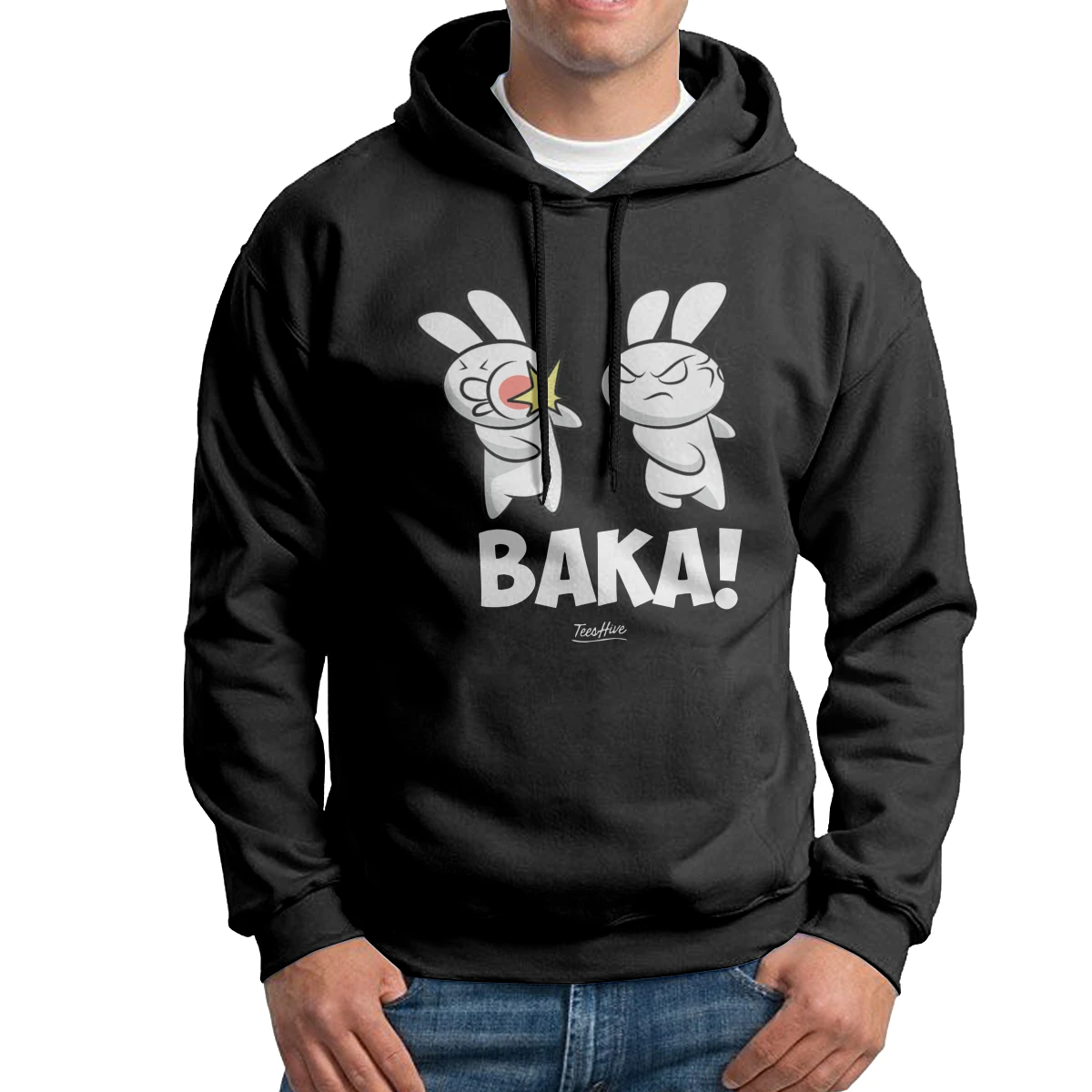 

Повседневные толстовки с капюшоном, Мужская толстовка Baka Rabbit Baka с японским аниме из чистого хлопка с капюшоном на день рождения