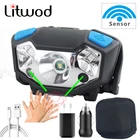 Светодиодный налобный фонарь с датчиком Q5 XP-G, красный и белый свет, встроенный аккумулятор, 3000 люмен, USB, перезаряжаемый, для кемпинга, налобный фонарь, фонарик MZ