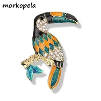 morkopela parrot enamel pin bird party brooch jewelry vintage rhinestone clothes scarf clip accessories brooches for women
