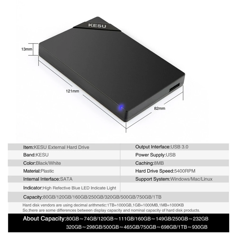 Оригинальный внешний жесткий диск Kesu 2 5 ''USB 3 0 1 ТБ HDD Externo Disco HD устройства для