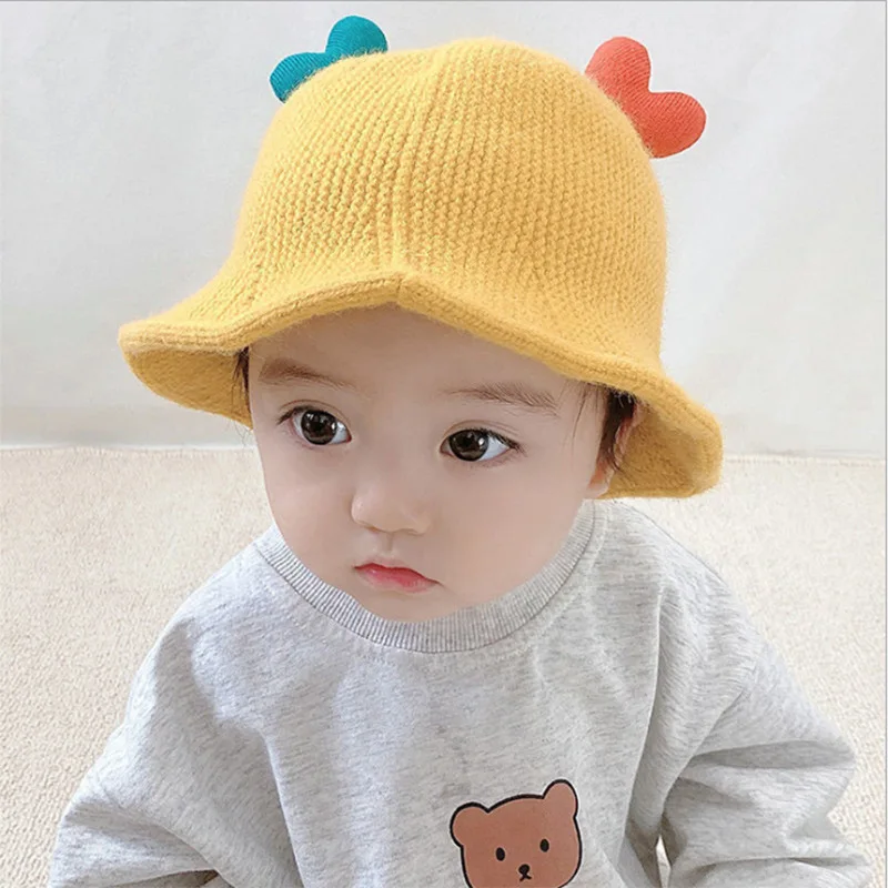 

Весенне-зимняя теплая детская Панама, однотонная вязаная шерстяная шапка для мальчиков, детская шапка рыбака, Детская Панама для девочек, и...