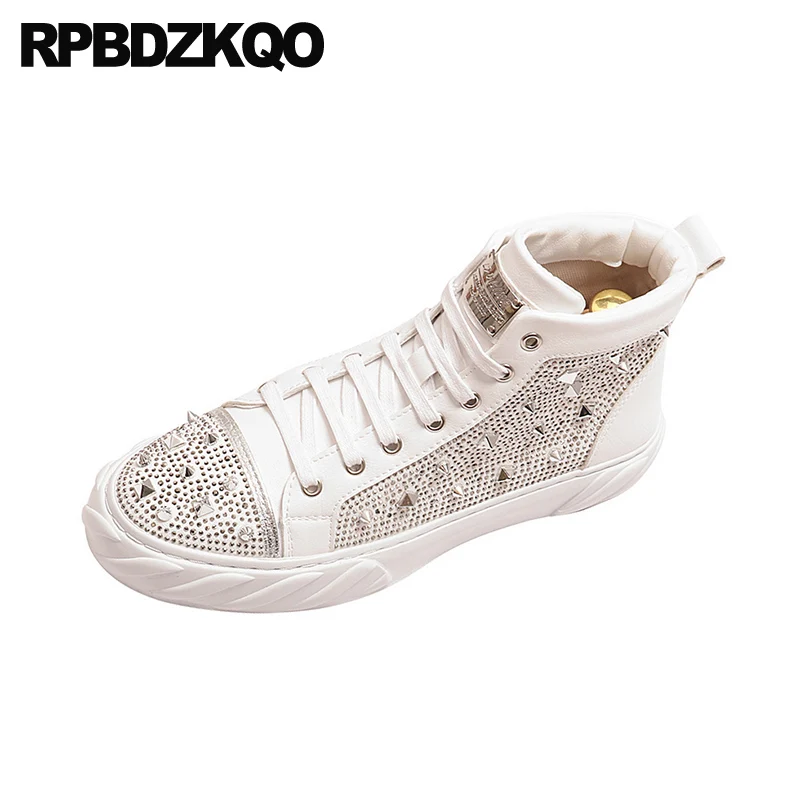 Мужские итальянские повседневные туфли бренда Стразы на шнуровке белый уличный