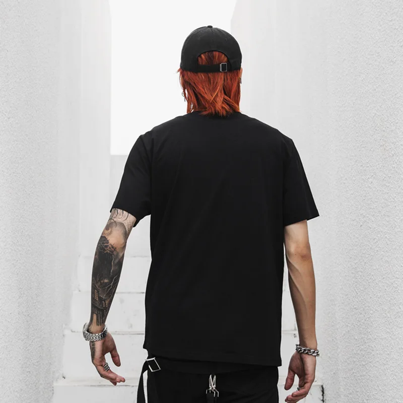 Мужская Уличная футболка с короткими рукавами и заклепками модная повседневная