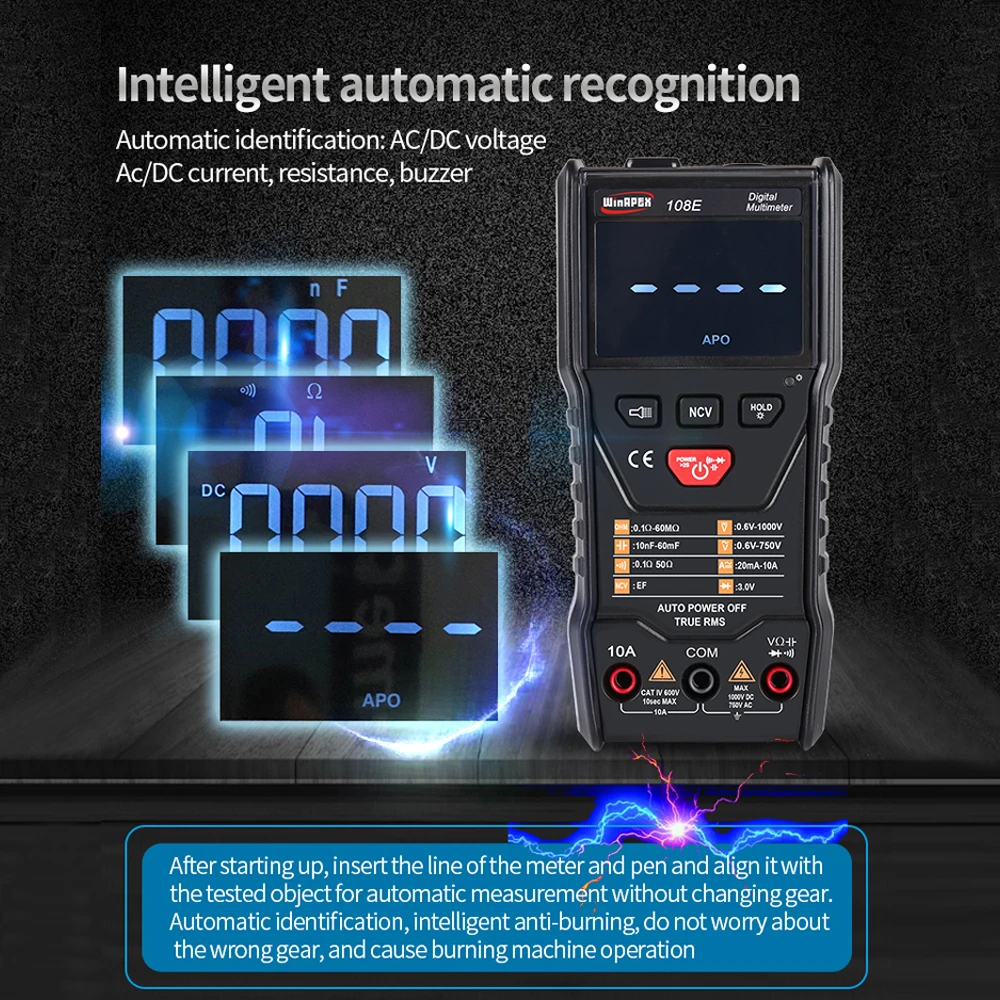 Цифровой мультиметр тестер автоматической идентификации Постоянный/переменный