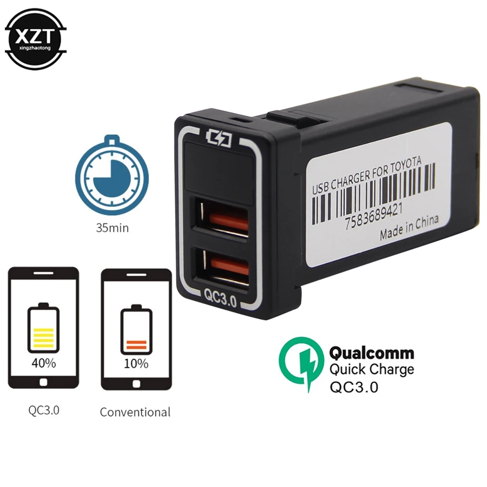 Универсальный QC3.0 Зарядное устройство с двумя портами USB Порты и разъёмы 12-24V