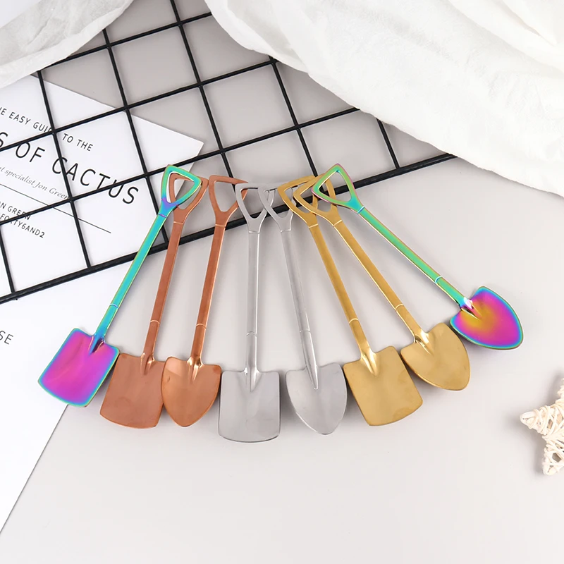 

2pcs/set Watermelon Shovel Coffee Spoon Stainless Steel Dessert Spoon Ice Cream Spoon Tip Flat Shovel for Christmas Gifts