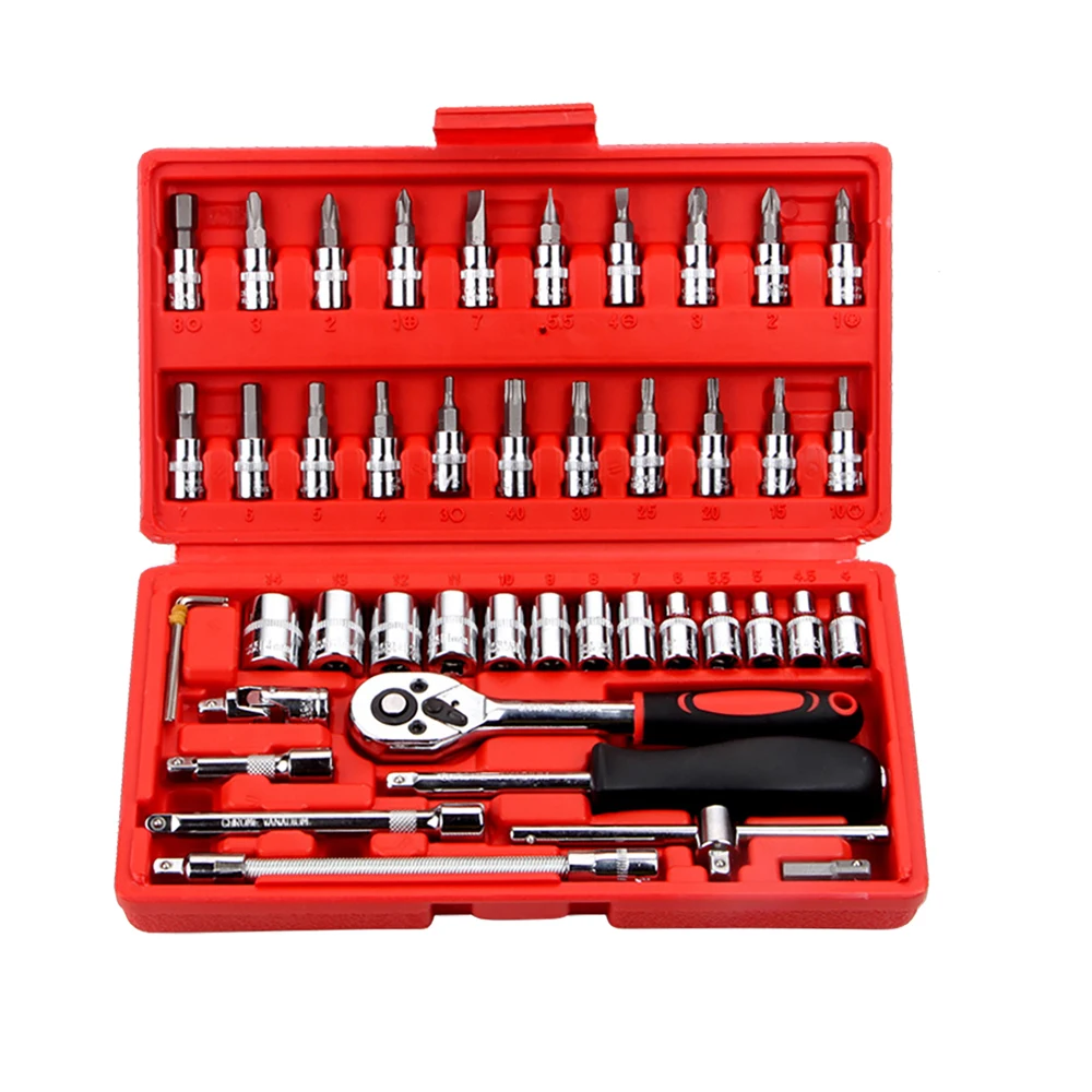Инструменты для ремонта автомобилей 46 шт. 1/4 дюймовый Набор торцевых головок