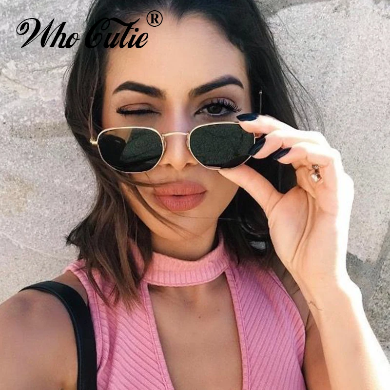 WHO CUTIE 2018 маленькие шестиугольные солнцезащитные очки мужские и женские