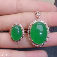 kjjeaxcmy boutique jewelry 925 sterling silver inlaid natural green chalcedony pendant ring popular womens suit support test