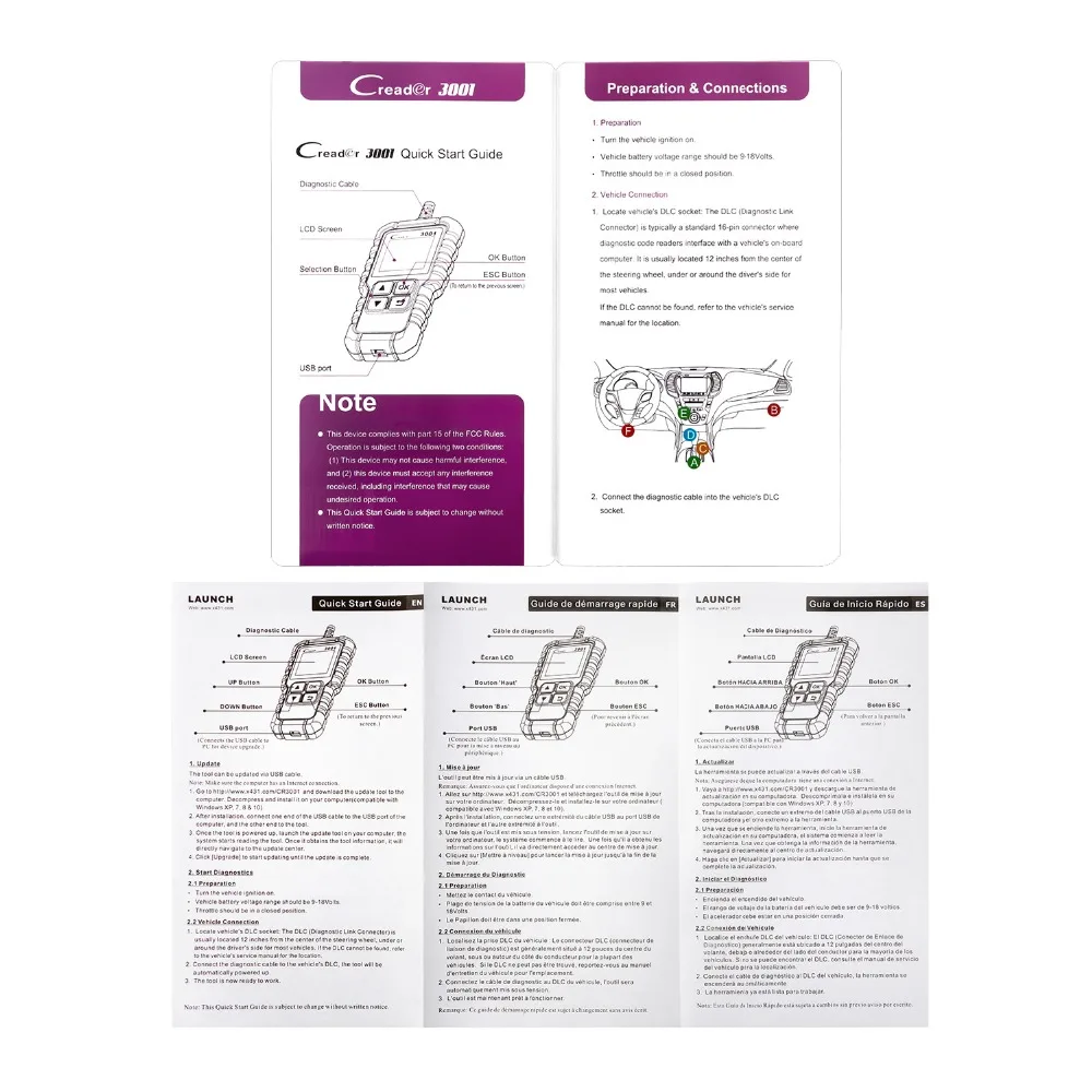 Launch X431 CR3001 OBD2 сканер поддержка полного OBD II/EOBD launch Creader 3001 автоматический сканер диагностический PK CR319 ELM327 V1.5 v2.1