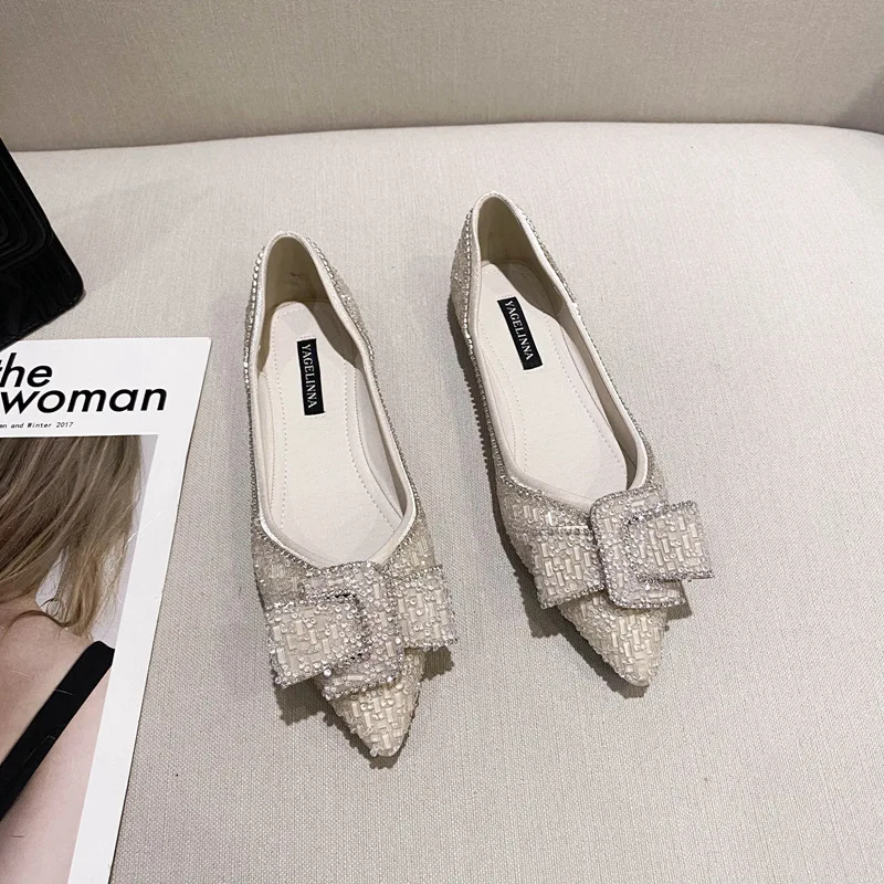 

Shoes Woman Flats Pointed Toe Shallow Mouth Casual Female Sneakers Slip-on Soft Modis Dress New Summer Slip On Boat 2021 Lace-Up