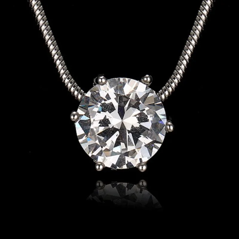 

AMC Hot Sale Fashion Jewelry Luxury Female Drop Round Shiny Cubic Zirconia Pendant Necklace Women's Wedding Party Jewelry Gift