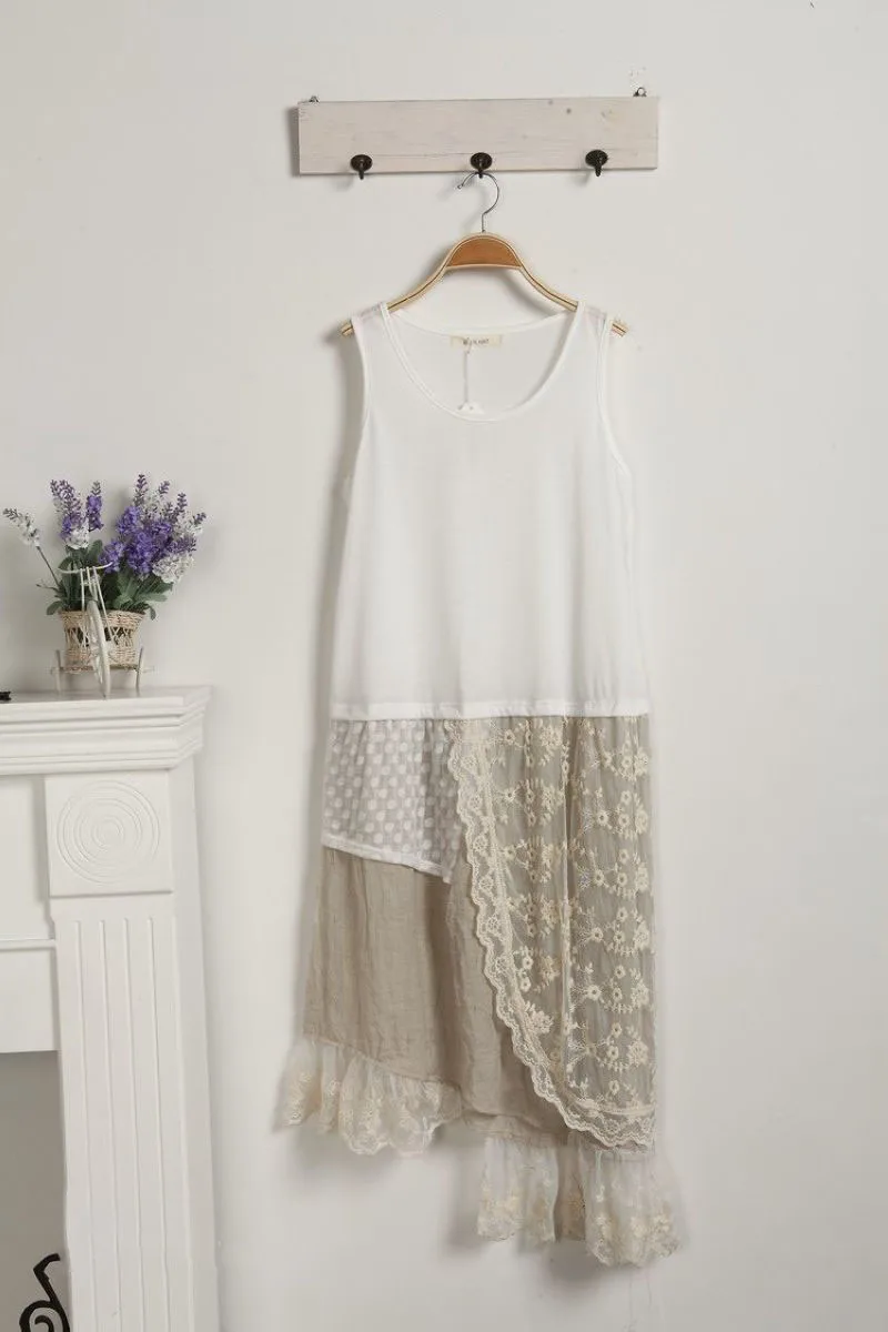 Женское асимметричное платье на бретельках повседневное Кружевное платье-майка