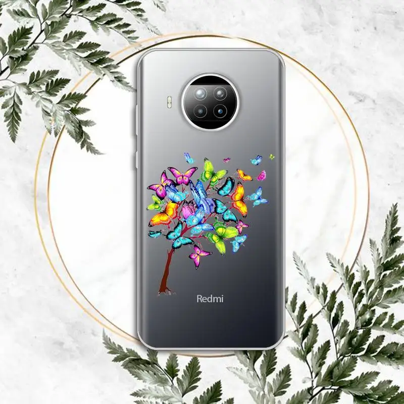 

Butterfly tree woman Phone Case Transparent for Xiaomi Redmi note 10 t 8 9 pro lite 11