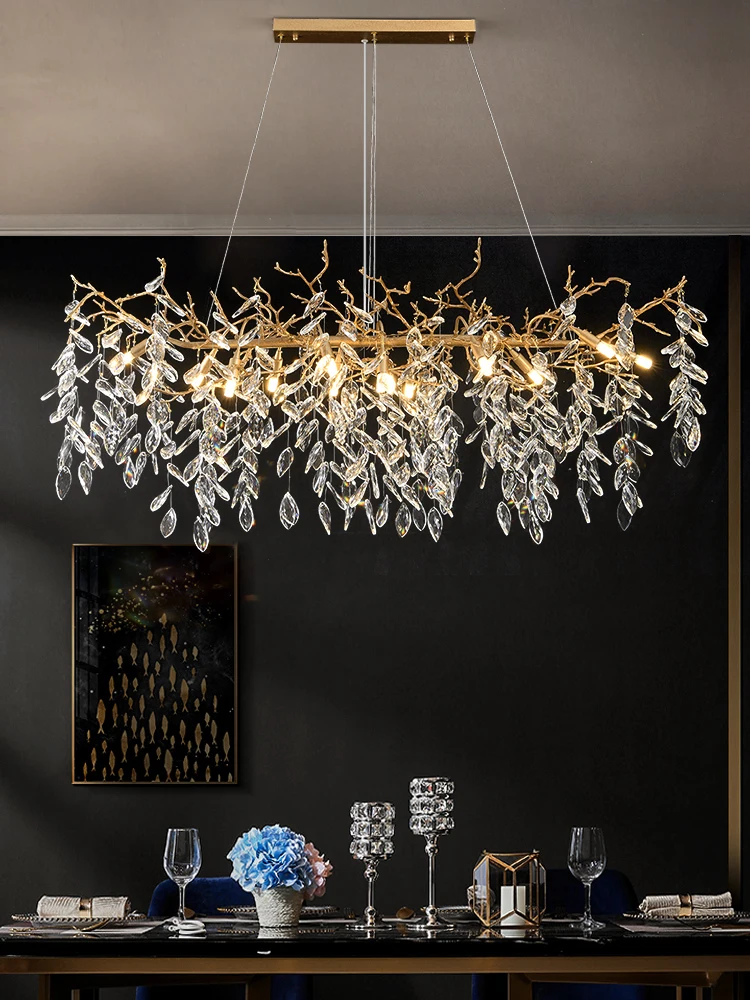 Современные Роскошные хрустальные люстры медная длинная/круглая Подвесная