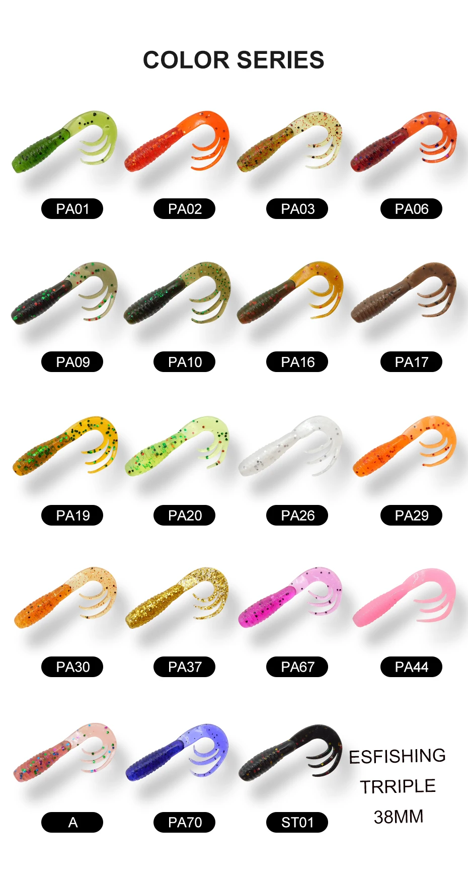 KESFISHING Fishing Soft Lure TRIPPLE GRUB 38mm 0.9g 20pcs Pesca Fish product China | Спорт и развлечения