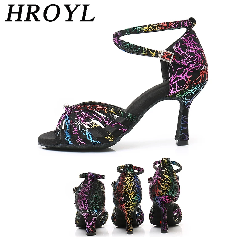 2022 New Latin Dance Shoes For Women Practice Sandals Performance Sparkly Ballroom Dancing Shoes Social Dance Shoes+Rhinestone