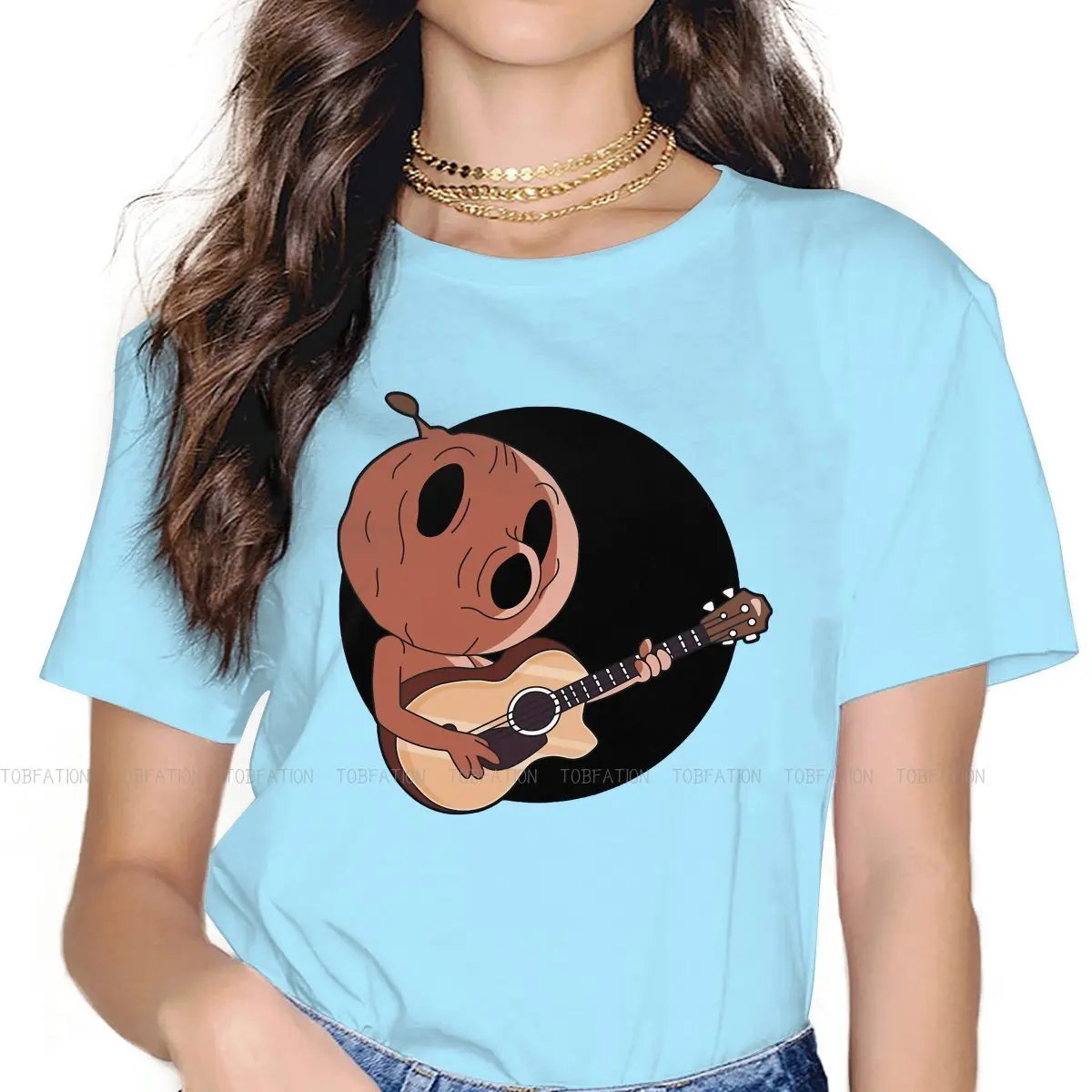 

Wood Man With Guitar 4XL TShirt Hilda Animation Fantasy Adventure Creative Tops Comfortable T Shirt Female Tee Unique