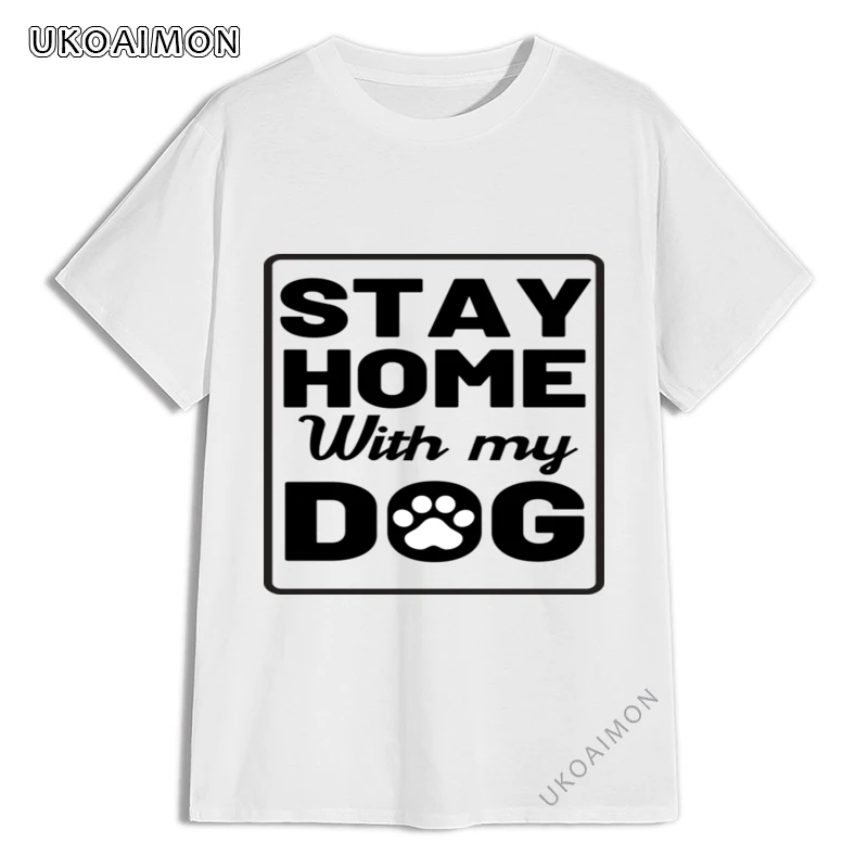 

Специальная мужская футболка из хлопка в стиле панк с надписью «Stay Home With My Dog» на День Благодарения