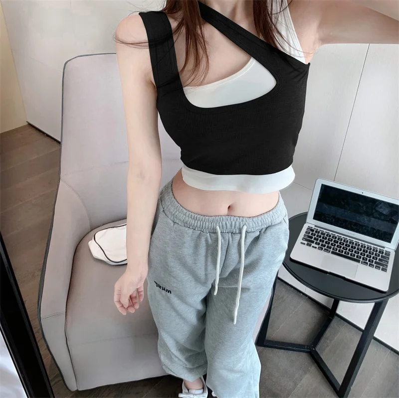 Женский топ в стиле пэчворк Короткие топы футболки без рукавов цельный майки