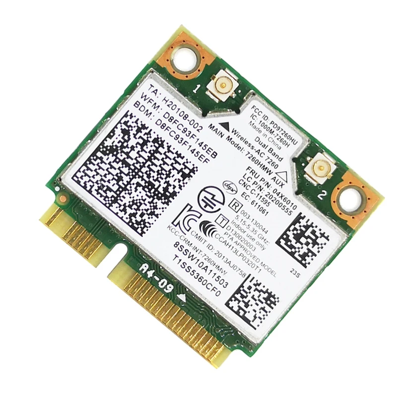 

Wifi Card 7260AC 7260HMW 1200M Dual Band 2.4G 5G Bluetooth 4.0 Mini PCI-E 802.11AC for K4250 K4350 E440 E540 S440 S540