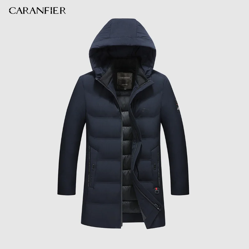 A06 Blue CARANFIER/зимнее пальто, Мужская ветровка с меховым капюшоном, утепленная куртка, Мужская Уличная одежда в стиле хип-хоп, военные тренчи, длинная парка XXXL 4XL - Цвет: A06 Blue