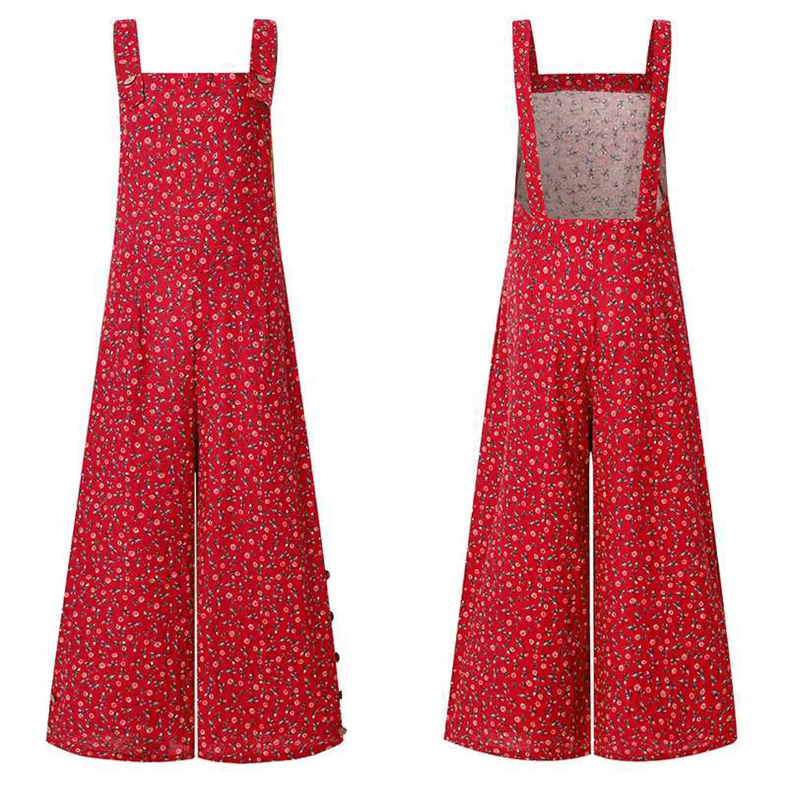 

Jumpsuits Women Overalls Floral Print Jumpsuit Wide Leg Pants 2021 Vintage Long Holiday Summer Overalls Plus Size Rompers