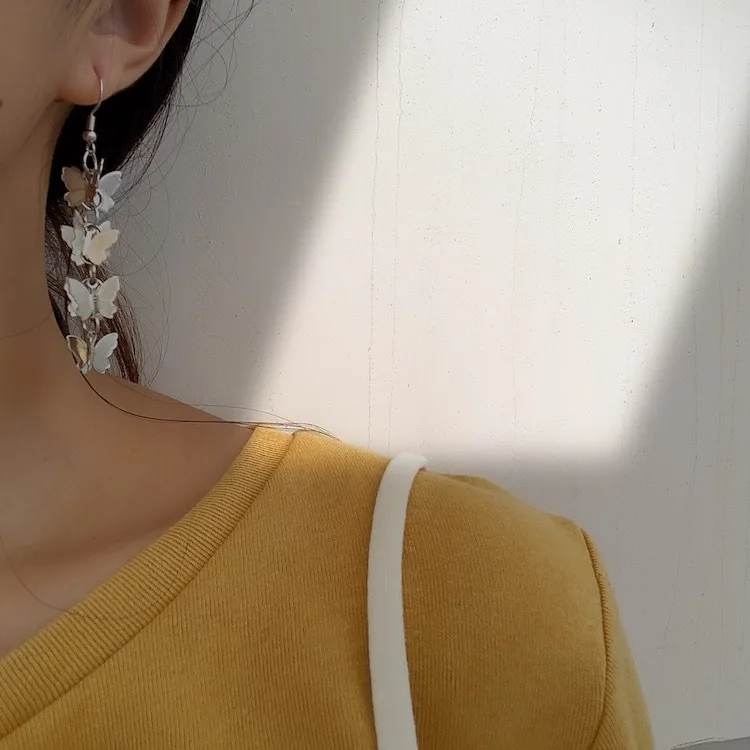 

Новые Модные клипсы в стиле панк, серьги-бабочки без проколов, Женское Ожерелье-чокер, цепочка до ключиц, ювелирные изделия для ночного клуб...