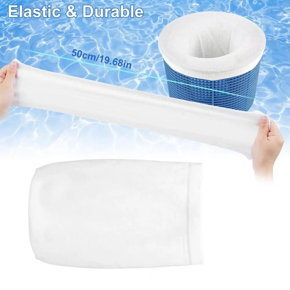 

20Pcs Skimmer Socks Reusable High Elasticity Nylon Stretchable White Filter Tool Lightweight Practical and Durable for Pools