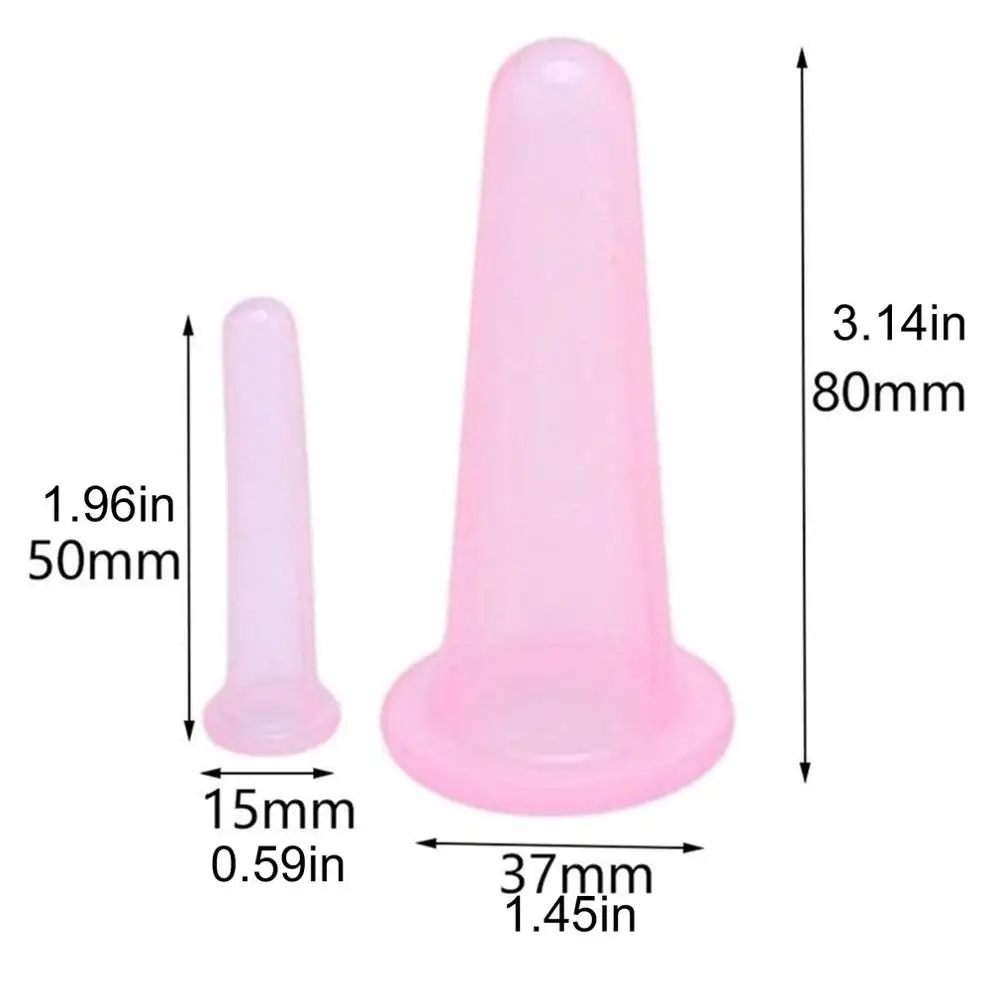

2pcs Silicone Cupping Cups Jar Home Anti Cellulite Massage Therapy Tool Facial Durable Vacuum Cans Suction Cup Transparent/Pink