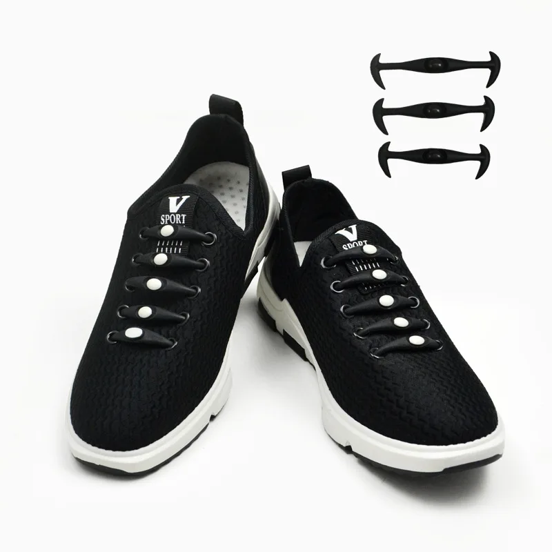 12 шт./лот черные круглые креативные шнурки без шнурков эластичная силиконовая