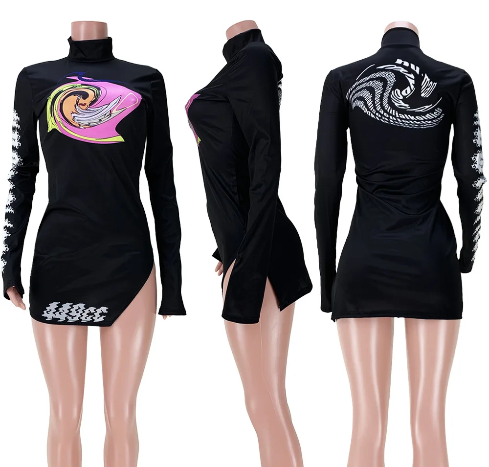 

Chocomist Dresses Sexy Fashion Skinny Print Women Mini Dress GL6329