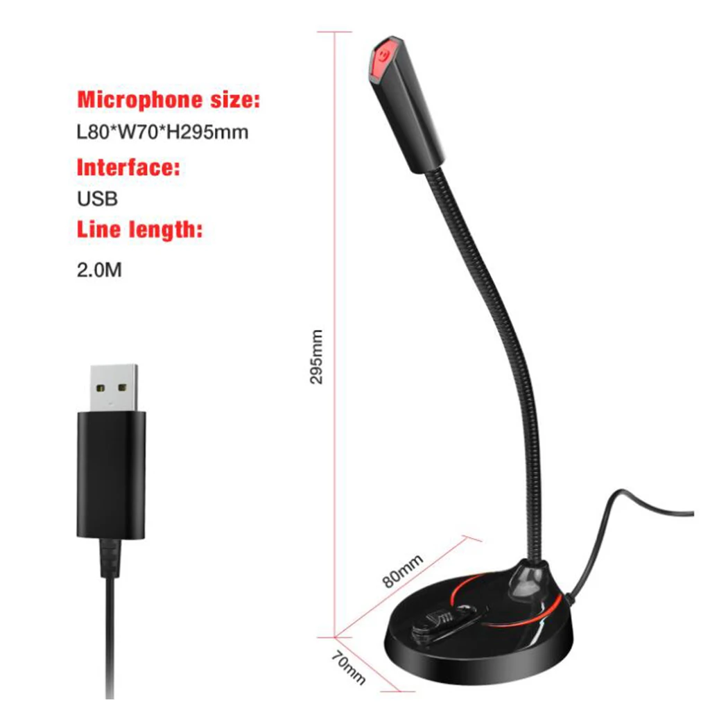 

PC US Microphone Computer Condenser Gaming Mic Plug & Play with Stand Holder