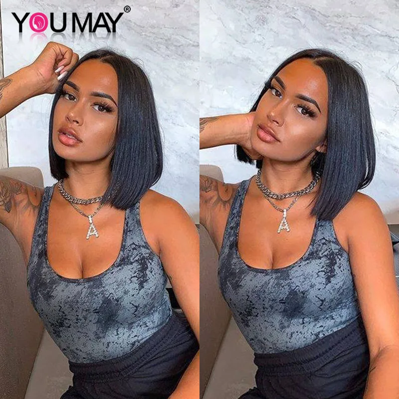 

Straight Bob Lace Front Wigs Brazilian Hair 100% human hair Lace Front Wigs 180% Density Wigs For Black Women Fast Shipping