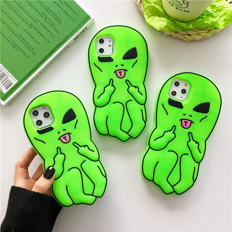 

Personality Green Alien Couple Soft Case for Iphone 11 12 Pro Max Mini 7 8 Plus Xr X Xs Max Se 20 Silicone Phone Cover Fundas