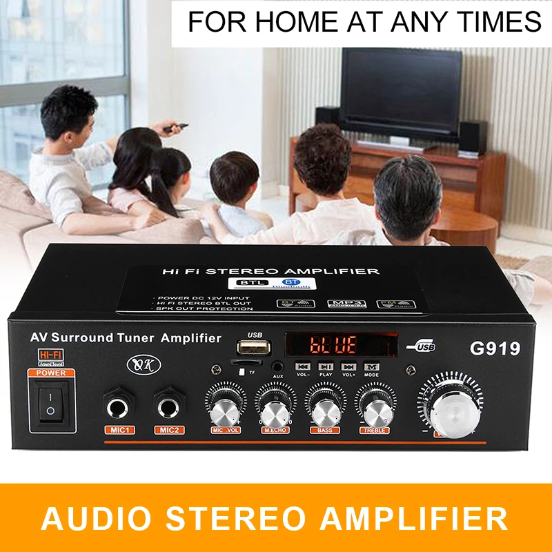 

360W G919 Amplificador Audio Bluetooth Stereo Power Amplifier FM SD HIFI 2CH Amp Music Player For Car Home Theater Amplifiers
