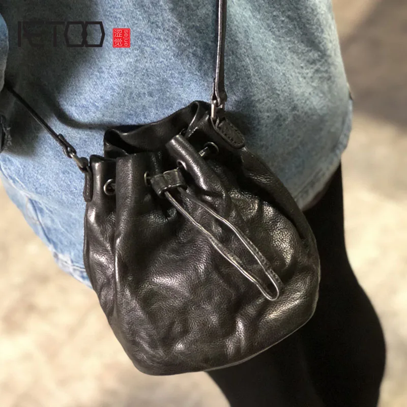 AETOO простая сто наборная сумка через плечо женская модная кожаная винтажная