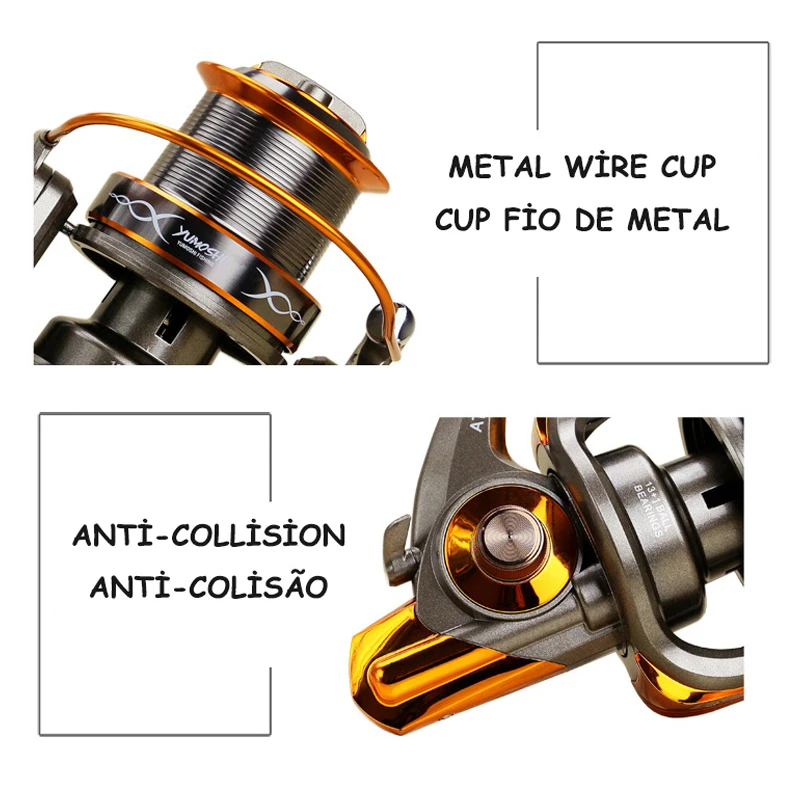 Yumoshi 8000-9000 metal 13+1BB Spinning Fishing Reels One Way Clutch Reel surf casting molinete Feeder troll | Спорт и развлечения