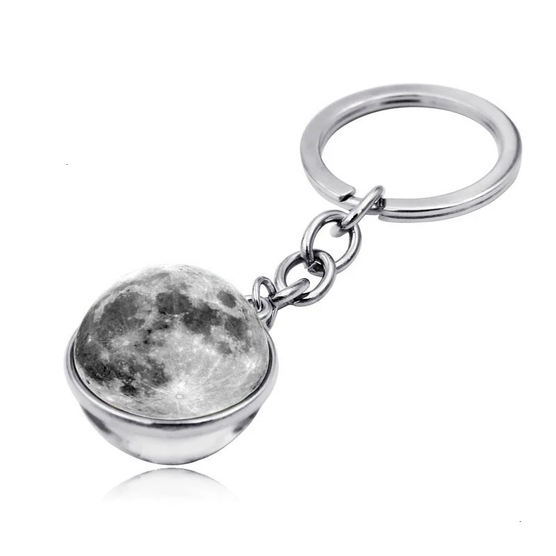 Universe Planet Keychain Galaxy Nebula Solar System Moon Earth Double Side Glass Keychains For Women Men Key Chain Car Ring | Украшения и