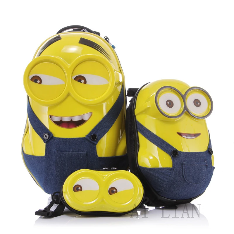 3 шт. набор детских чемоданов на колесиках с 3d-рисунком дорожная сумка милый